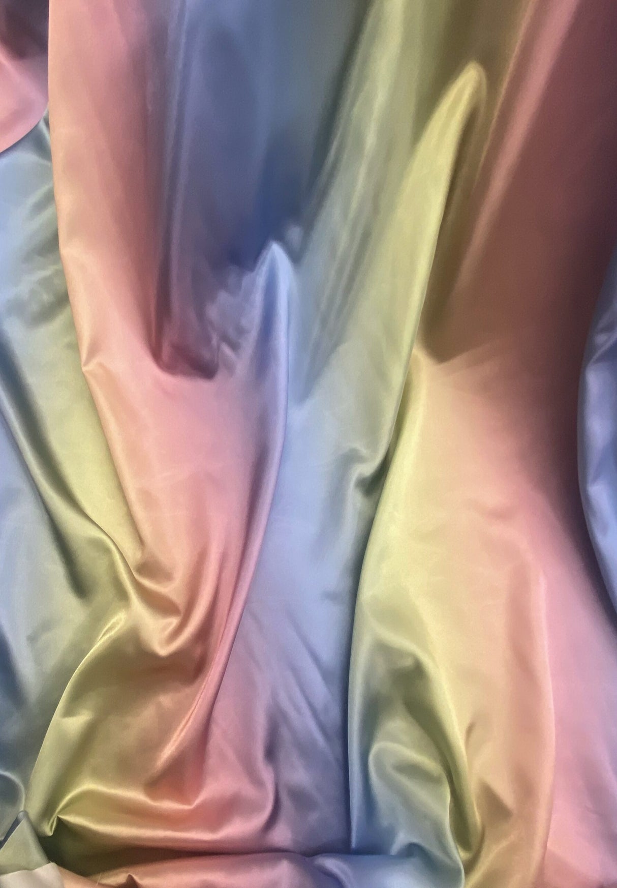 Rainbow Print Polyester Satin Fabric - Dusty Rainbow, 58" Width (1 Yard)