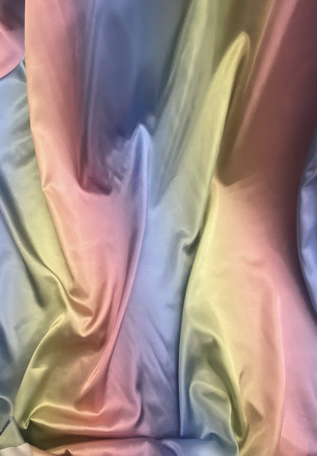 Rainbow Print Polyester Satin Fabric - Dusty Rainbow, 58" Width (1 Yard)