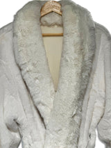 Faux Fur Luxury Long Sleeve Robe Coat - Off White, Plush Faux Fur, Long Sleeve, S/M, L/XL (1 Piece)