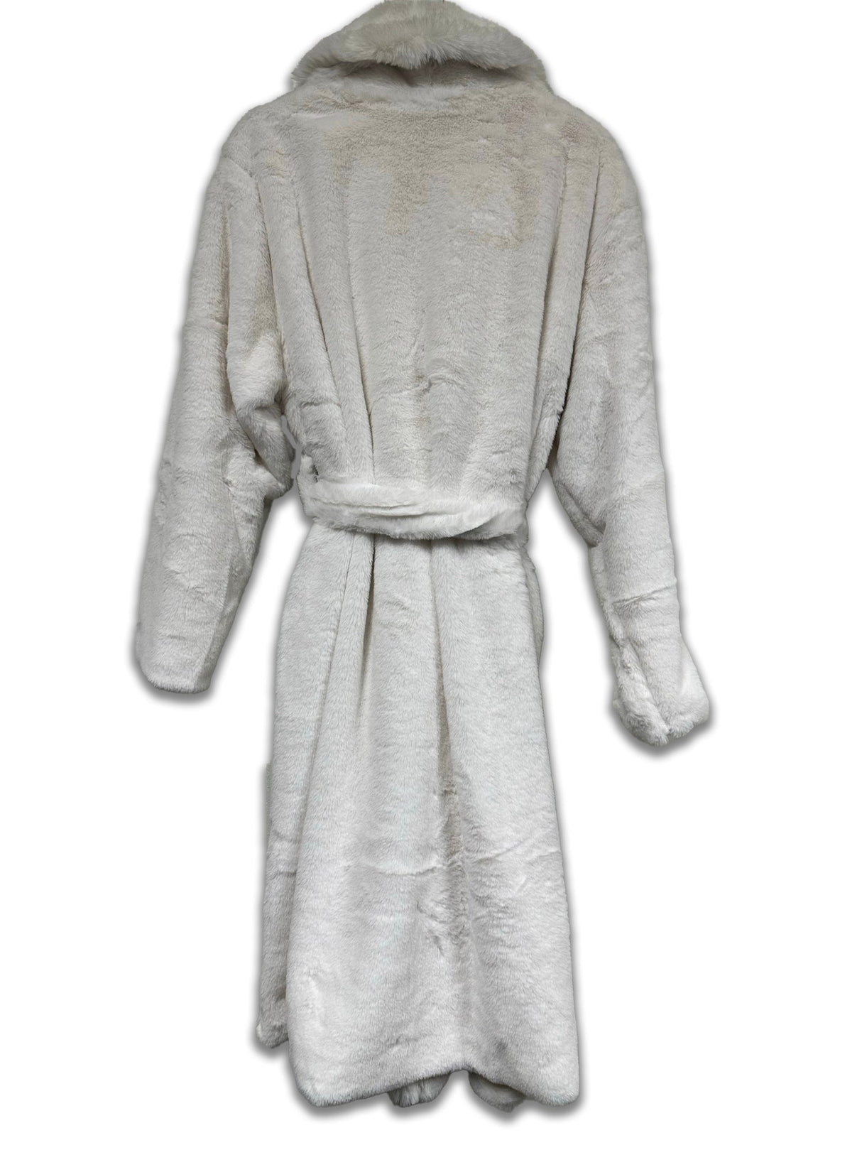Faux Fur Luxury Long Sleeve Robe Coat - Off White, Plush Faux Fur, Long Sleeve, S/M, L/XL (1 Piece)