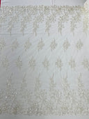 Rose Floral Beaded Lace Beaded Lace Fabric - Floral, 50" Width (1 Yard)