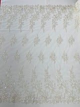 Rose Floral Beaded Lace Beaded Lace Fabric - Floral, 50" Width (1 Yard)