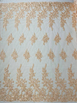 Rose Floral Beaded Lace Beaded Lace Fabric - Floral, 50" Width (1 Yard)
