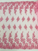 Rose Floral Beaded Lace Beaded Lace Fabric - Floral, 50" Width (1 Yard)