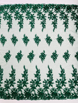 Rose Floral Beaded Lace Beaded Lace Fabric - Floral, 50" Width (1 Yard)