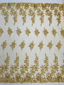 Rose Floral Beaded Lace Beaded Lace Fabric - Floral, 50" Width (1 Yard)