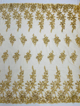 Rose Floral Beaded Lace Beaded Lace Fabric - Floral, 50" Width (1 Yard)