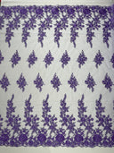 Rose Floral Beaded Lace Beaded Lace Fabric - Floral, 50" Width (1 Yard)