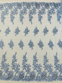 Rose Floral Beaded Lace Beaded Lace Fabric - Floral, 50" Width (1 Yard)