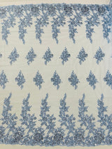 Rose Floral Beaded Lace Beaded Lace Fabric - Floral, 50" Width (1 Yard)