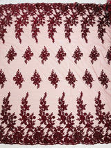 Rose Floral Beaded Lace Beaded Lace Fabric - Floral, 50" Width (1 Yard)
