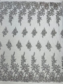 Rose Floral Beaded Lace Beaded Lace Fabric - Floral, 50" Width (1 Yard)