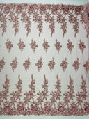Rose Floral Beaded Lace Beaded Lace Fabric - Floral, 50" Width (1 Yard)