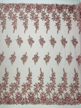 Rose Floral Beaded Lace Beaded Lace Fabric - Floral, 50" Width (1 Yard)