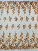 Rose Floral Beaded Lace Beaded Lace Fabric - Floral, 50" Width (1 Yard)