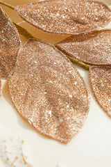 28" Rose Gold Micro Beaded Sequins Magnolia Leaf Spray
