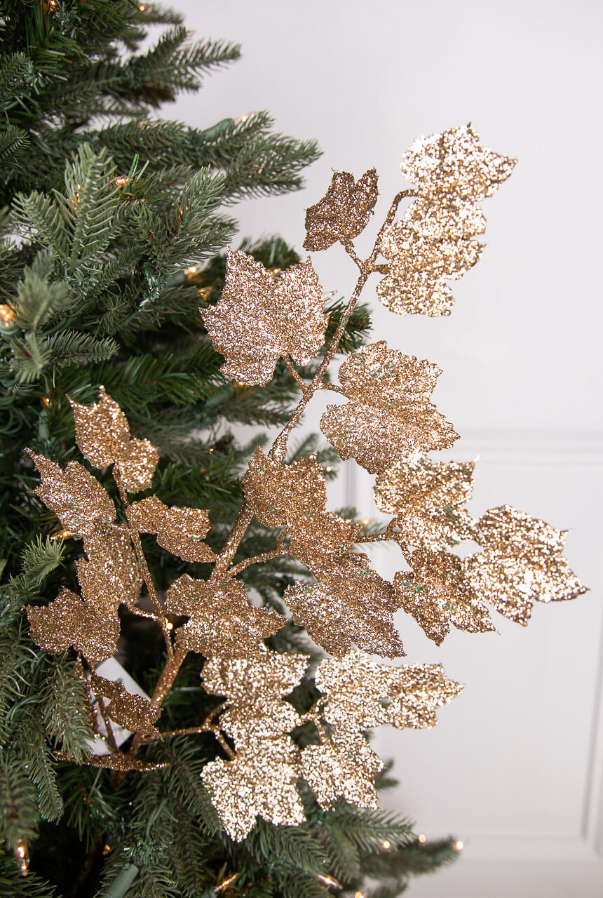 32” Rose Gold Glitter Leaf Stem