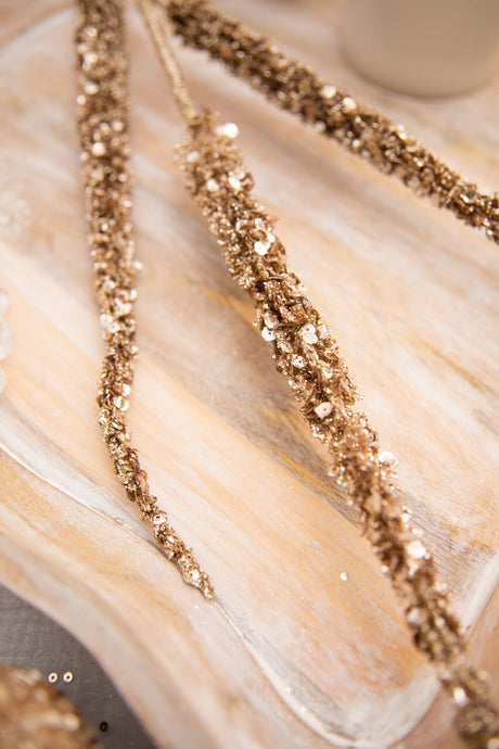 Champagne Glitter Sequin Christmas Spray 34 Inch Elegant Decor