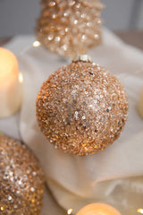 4” Rose Gold Drop/Ball Glass Ornament