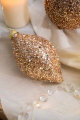 4” Rose Gold Drop/Ball Glass Ornament