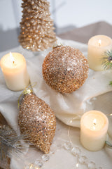 4” Rose Gold Drop/Ball Glass Ornament