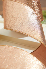 4” x 10 Yard Rose Gold Aurora Jacquard Tissue Back Ribbon