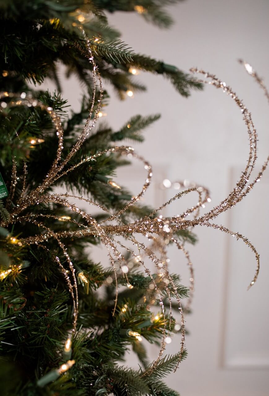31.5” Rose Gold Wispy Pine Glitter Spray