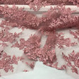 Rose Gold Sequin Lace Fabric - Embroidered Mesh, Rose Gold, 1 Yard