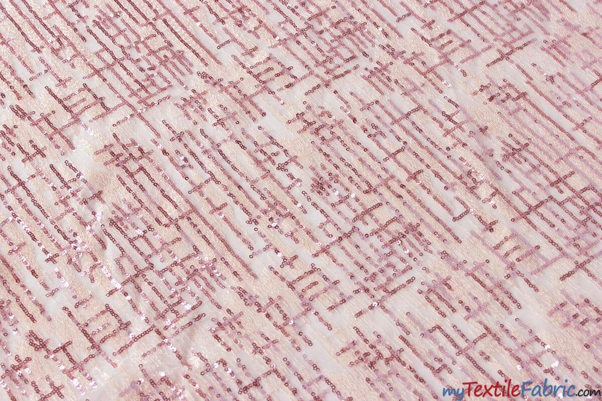 Everleigh Embroidery Polyester Lace Fabric - Sequins Hatch Cross, Multiple Colors, 52" Width (1 Yard)