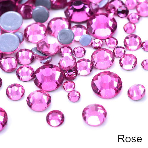 Small Glue On Rhinestones Flat Back Rhinestone - Rose, 2MM / 6SS, 3MM / 10SS, 4MM / 16SS, 5MM / 20SS, 6MM / 30SS (1 Unit)