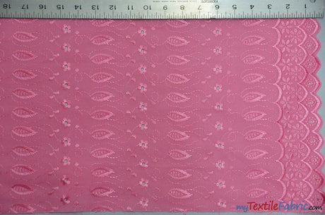 Polyester Cotton Eyelet Embroidery Fabric - Double Sided Border, 45" Wide, Multiple Colors (1 Yard)