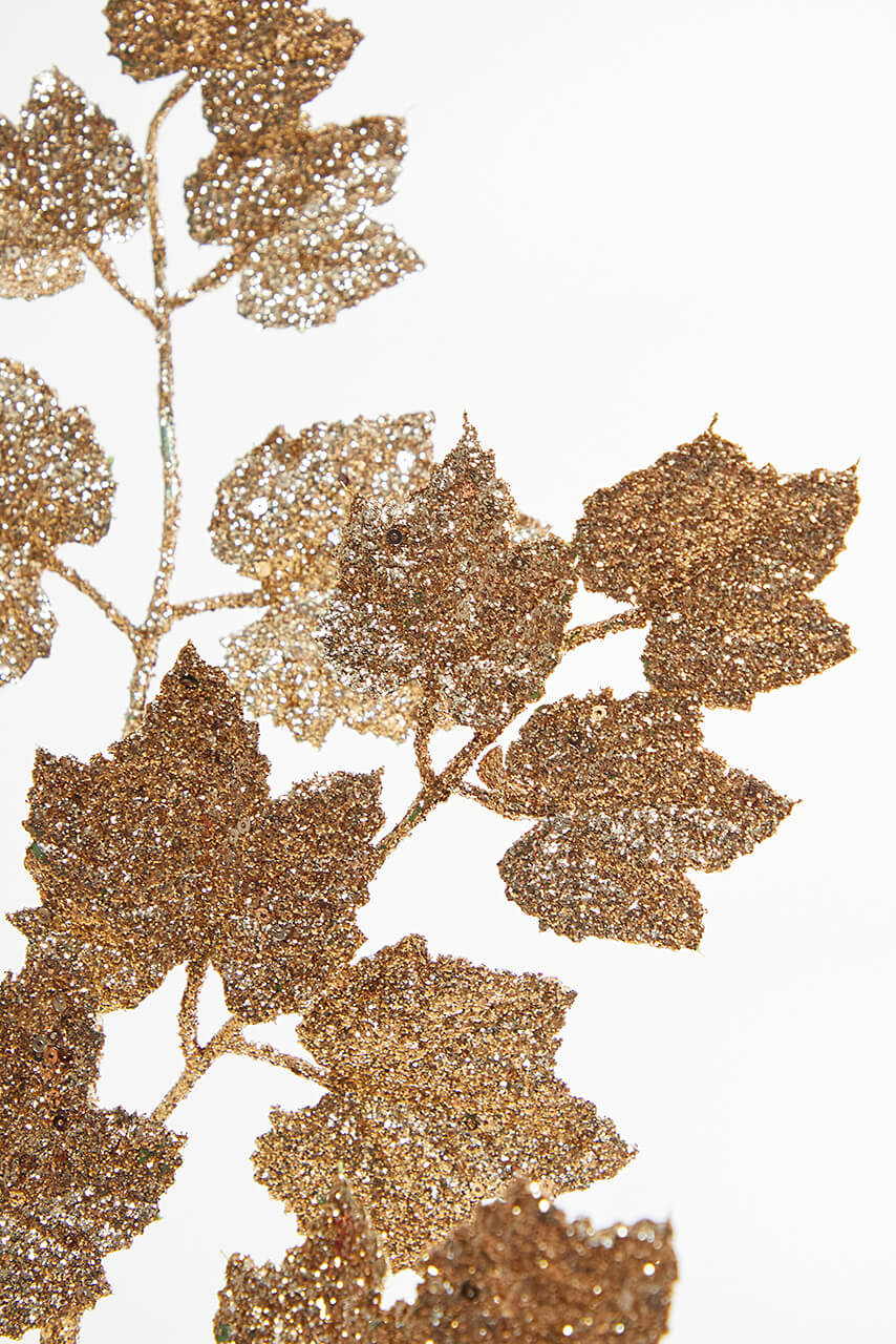 32” Rose Gold Glitter Leaf Stem