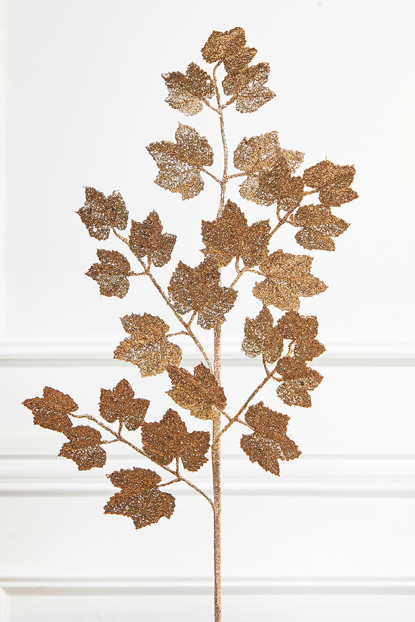 32” Rose Gold Glitter Leaf Stem