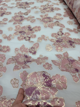 Brocade Jacquard Floral Organza in Mauve Dusty Rose