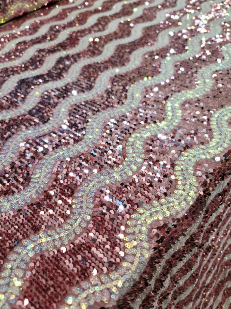 Sequin Stretch Velvet Dusty Rose