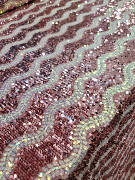 Sequin Stretch Velvet Dusty Rose