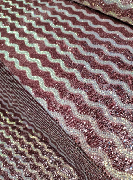 Sequin Stretch Velvet Dusty Rose