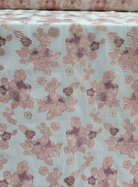 Brocade Jacquard Floral Organza in Mauve Dusty Rose