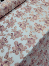 Brocade Jacquard Floral Organza in Mauve Dusty Rose