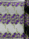 Roses Multi Color Floral Design Embroidered Mesh Lace Fabric - Multi Color Floral Pattern, 50" Width, 36" Length (1 Yard)