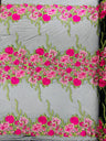 Roses Multi Color Floral Design Embroidered Mesh Lace Fabric - Multi Color Floral Pattern, 50" Width, 36" Length (1 Yard)