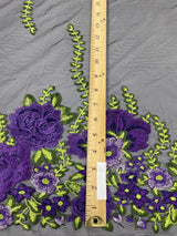 Roses Multi Color Floral Design Embroidered Mesh Lace Fabric - Multi Color Floral Pattern, 50" Width, 36" Length (1 Yard)