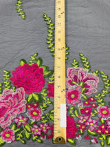 Roses Multi Color Floral Design Embroidered Mesh Lace Fabric - Multi Color Floral Pattern, 50" Width, 36" Length (1 Yard)