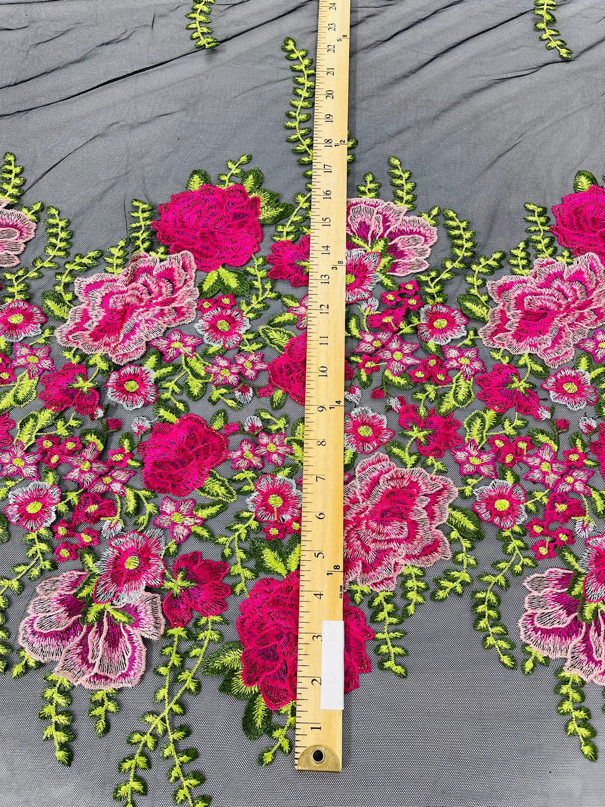 Roses Multi Color Floral Design Embroidered Mesh Lace Fabric - Multi Color Floral Pattern, 50" Width, 36" Length (1 Yard)