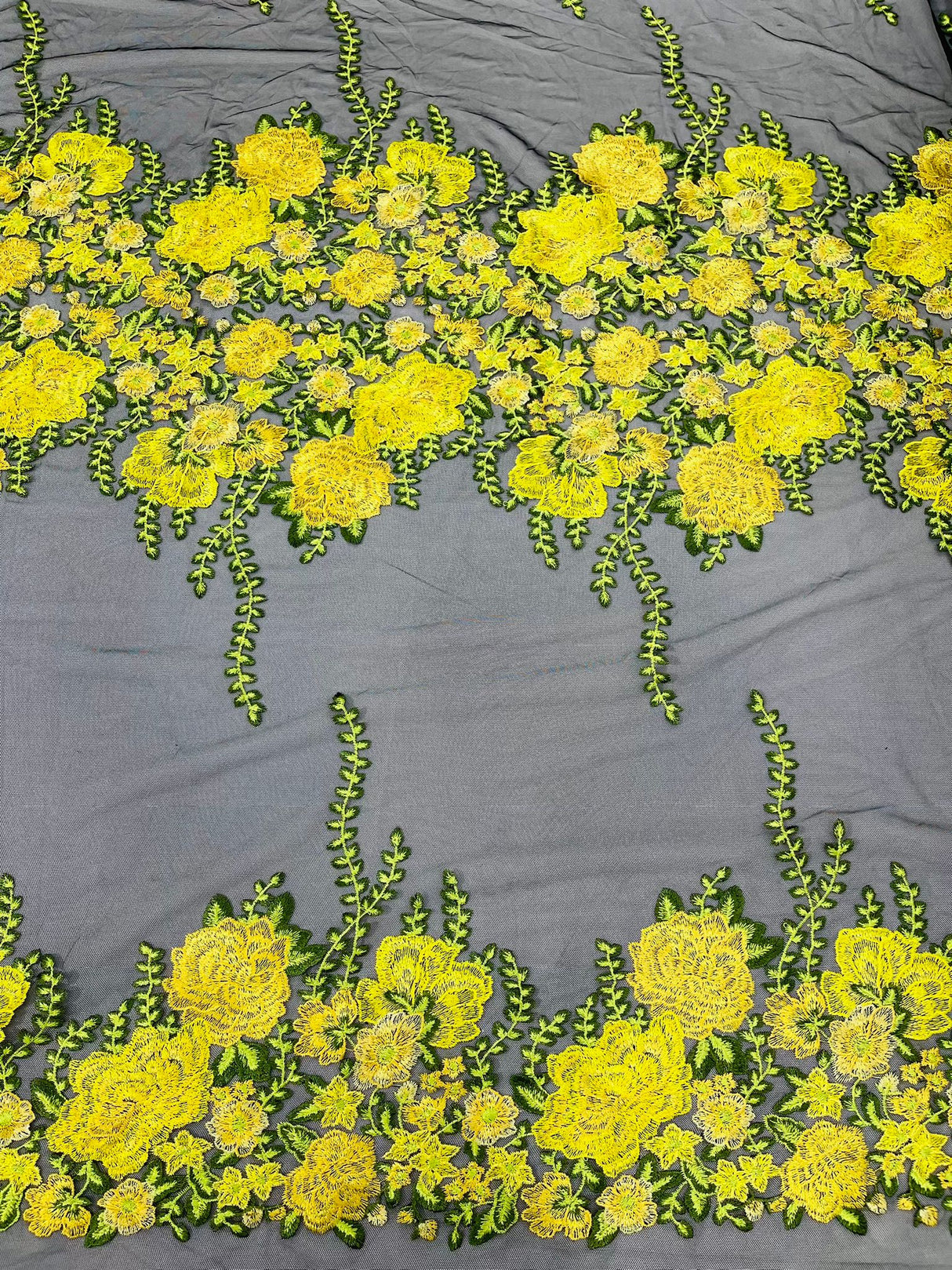 Roses Multi Color Floral Design Embroidered Mesh Lace Fabric - Multi Color Floral Pattern, 50" Width, 36" Length (1 Yard)