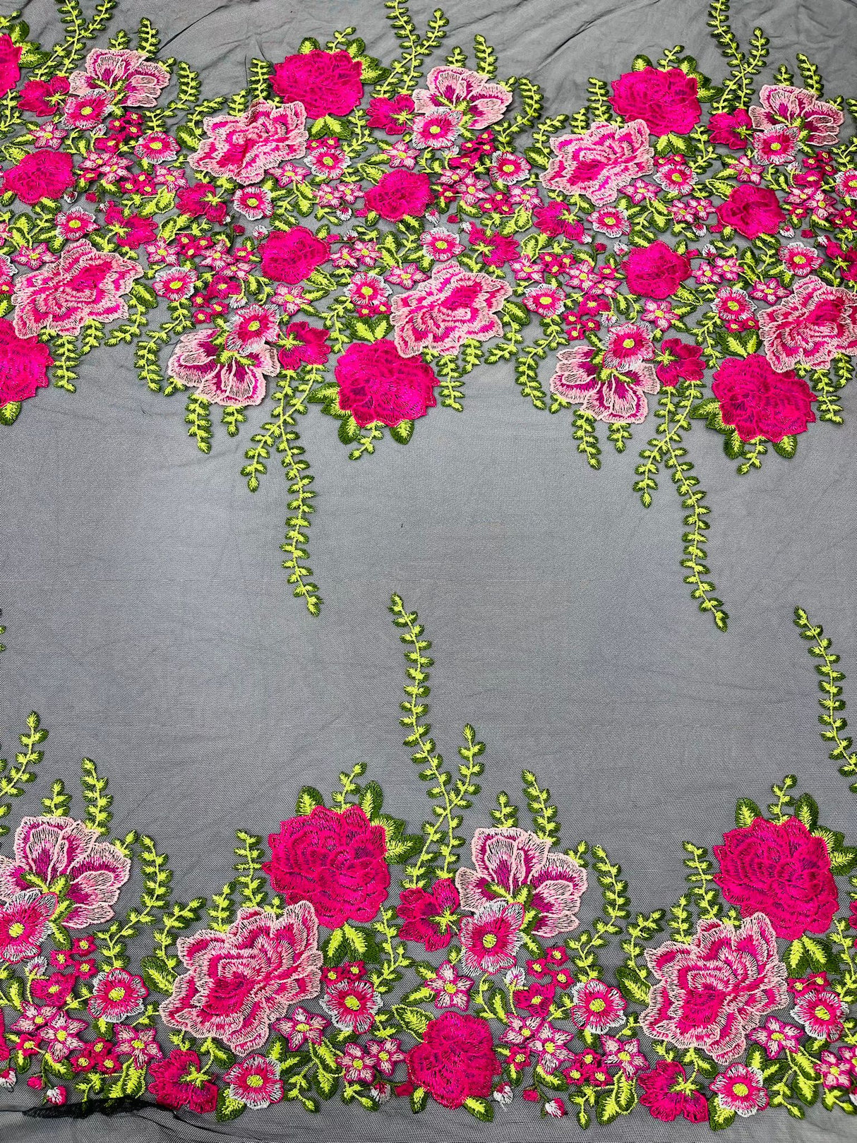 Roses Multi Color Floral Design Embroidered Mesh Lace Fabric - Multi Color Floral Pattern, 50" Width, 36" Length (1 Yard)