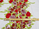 Roses Multi Color Floral Design Embroidered Mesh Lace Fabric - Multi Color Floral Pattern, 50" Width, 36" Length (1 Yard)