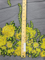 Roses Multi Color Floral Design Embroidered Mesh Lace Fabric - Multi Color Floral Pattern, 50" Width, 36" Length (1 Yard)