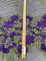 Roses Multi Color Floral Design Embroidered Mesh Lace Fabric - Multi Color Floral Pattern, 50" Width, 36" Length (1 Yard)
