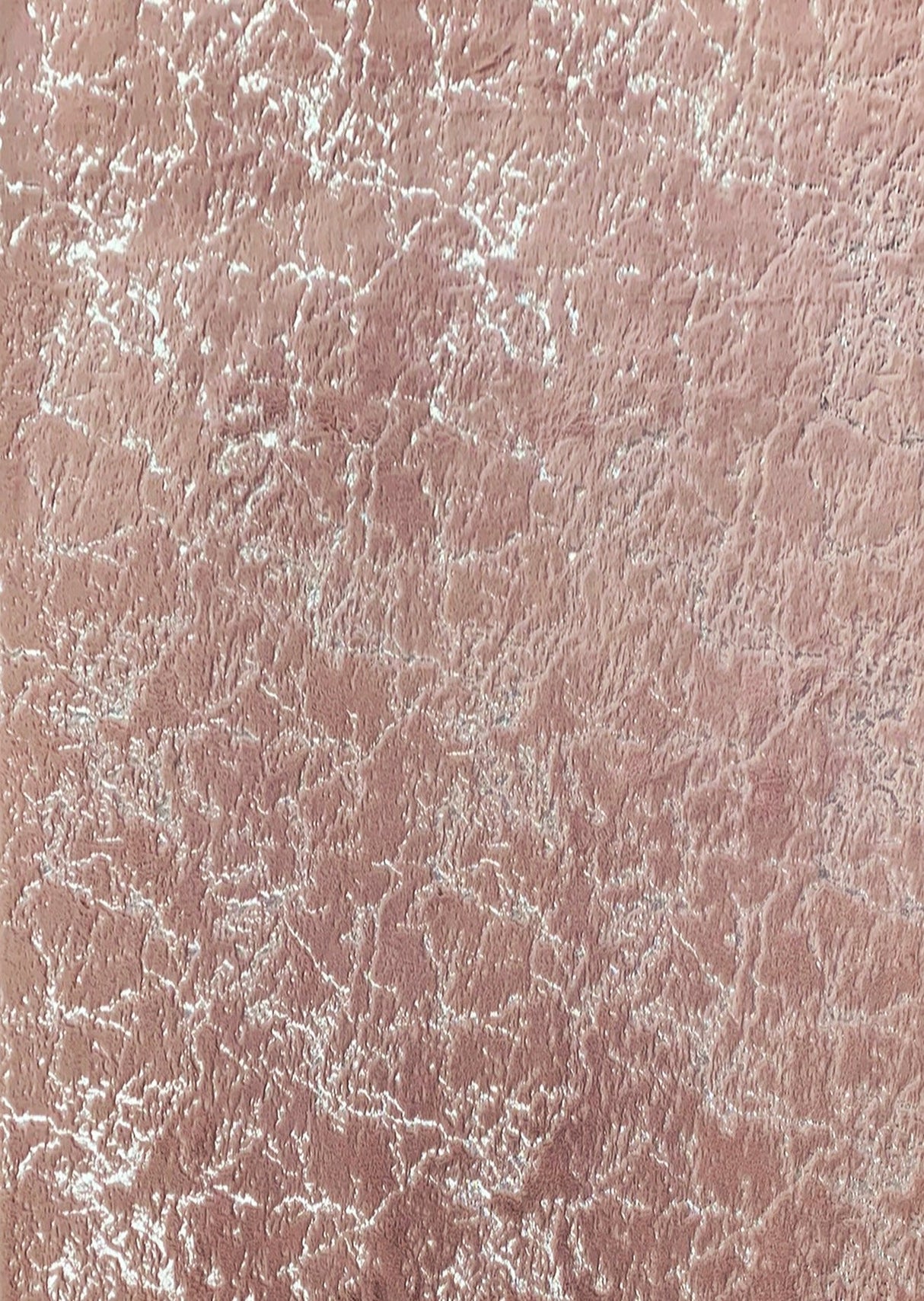 Rose Pink With Silver Metallic Shimmery Design Faux Rabbit Touch Rug - Faux Fur Rug, Rose Silver Scattered, 7'6" X 10'3" (1 Unit)